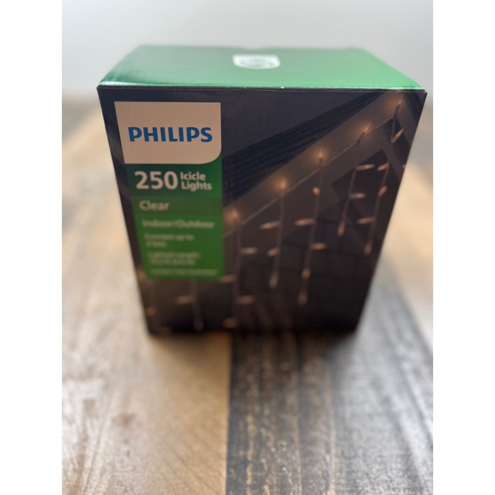 Philips 250 Icicle Lights Clear Indoor Outdoor NEW Good Condition White Wire